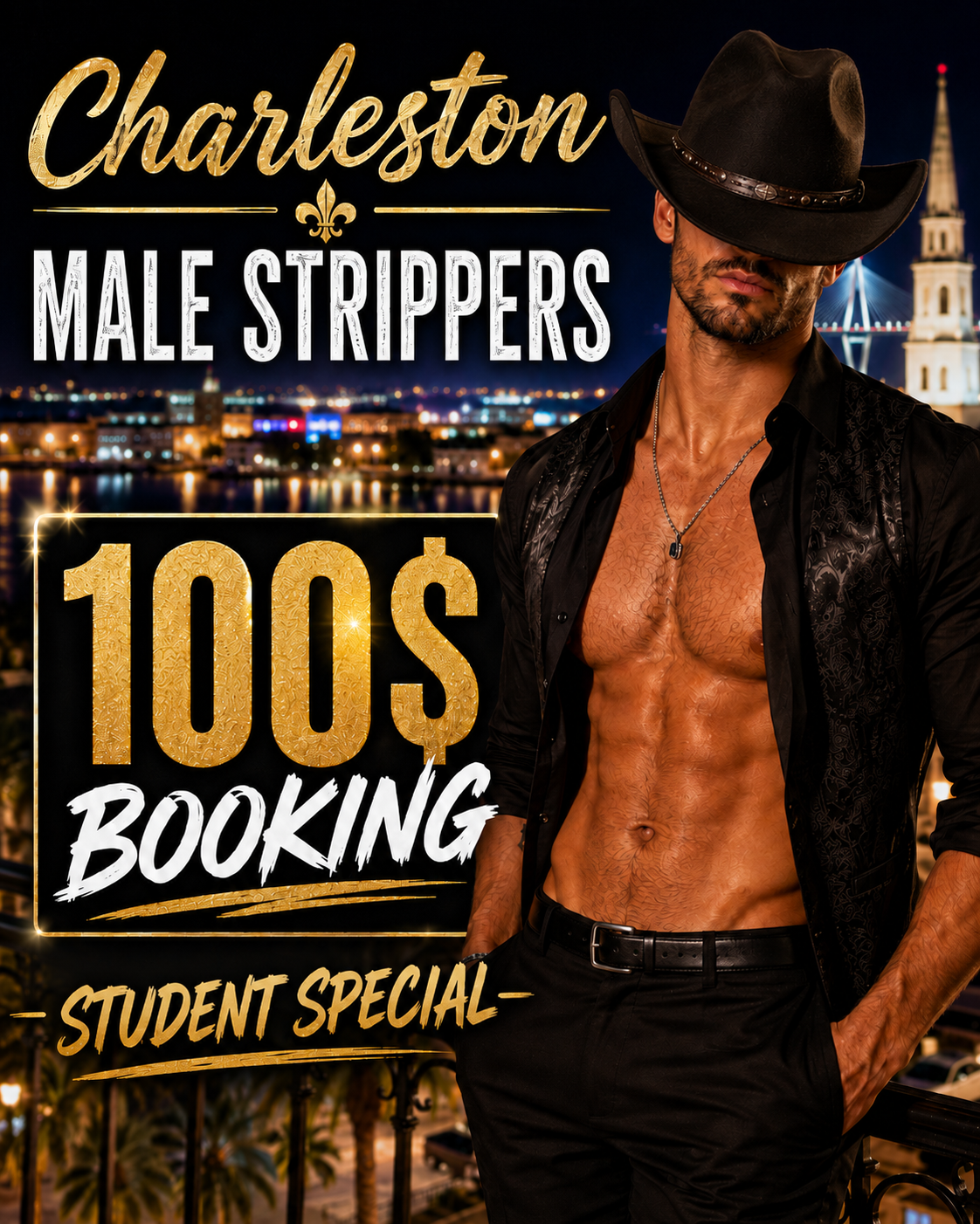 girls standing near male strippers